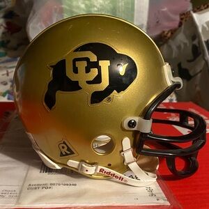 Colorado Buffalo mini Gold Riddell Helmet with Black Buffalo Logo